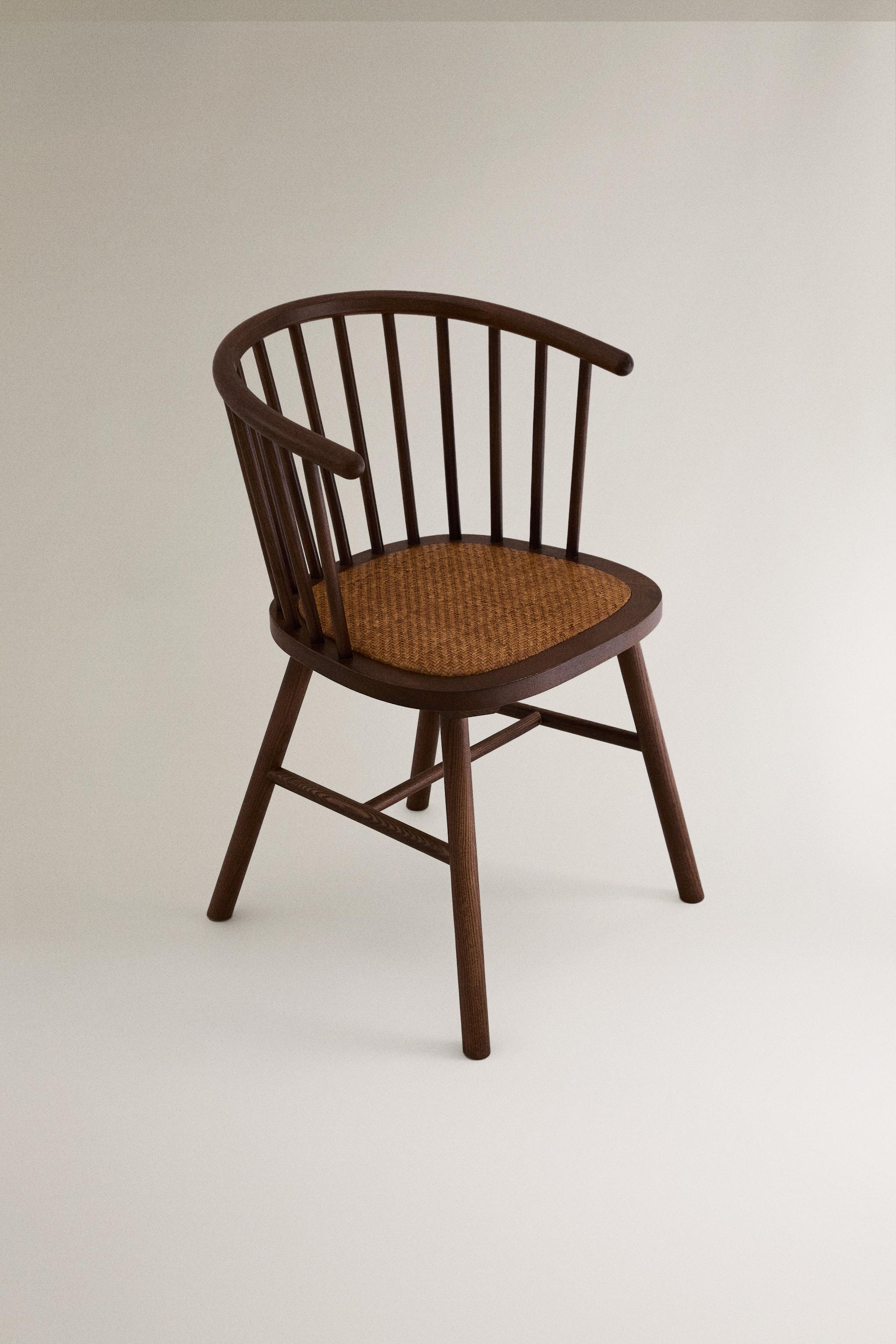 ASH WOOD AND RATTAN CHAIR